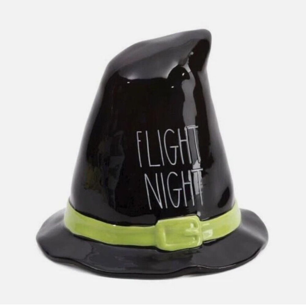 New Rae Dunn Halloween 7" FLIGHT NIGHT Black Ceramic Witch's Hat